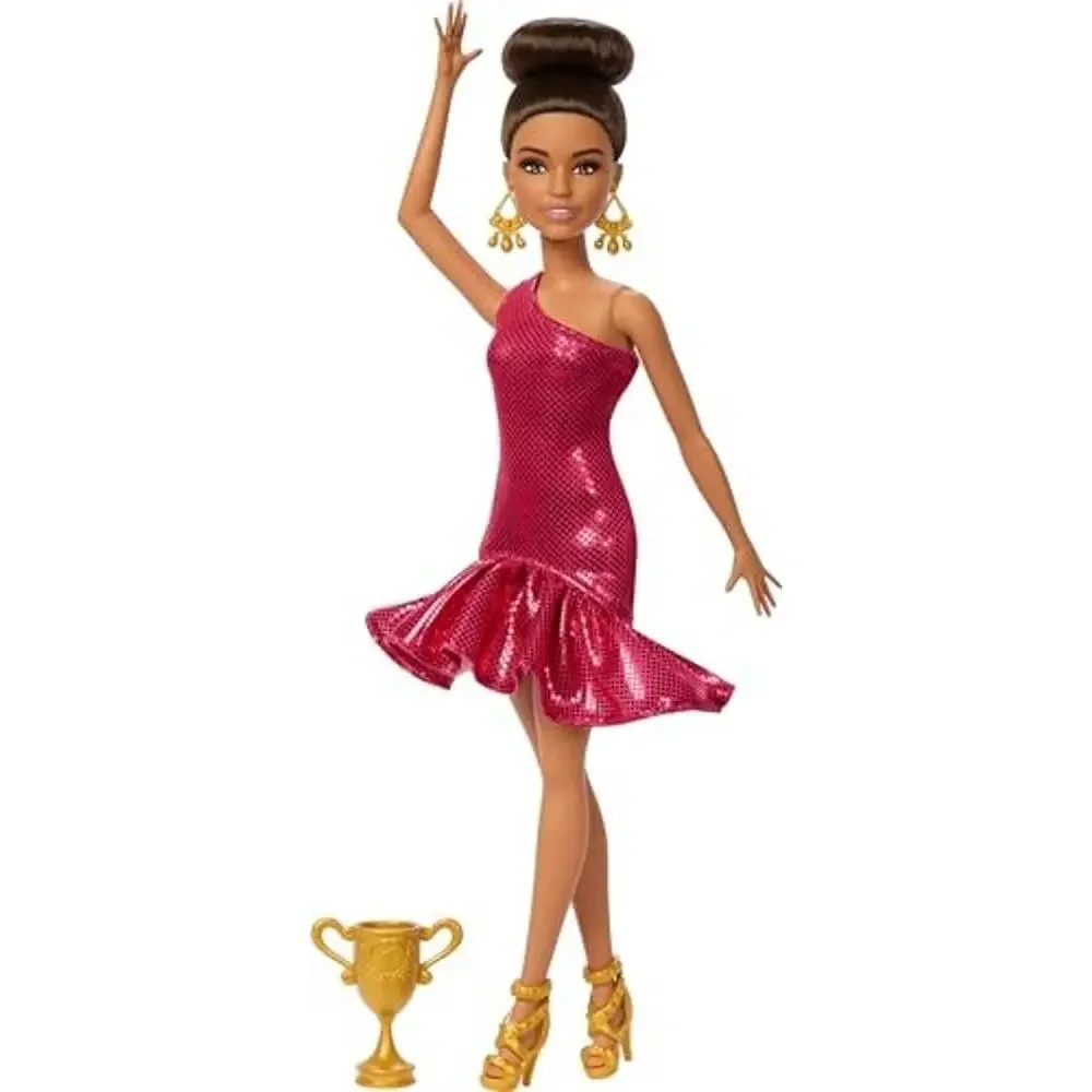Barbie Ballroom Dancer Fashion Doll Brown Hair Dancing Trophy Accessory NWT